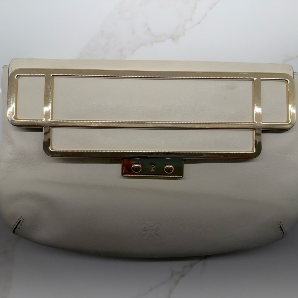 Anya Hindmarch Ivory Leather Clutch